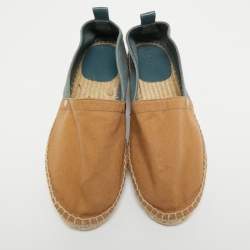 Hermes Beige/Blue Canvas Eusebio Espadrille Flats Size 41