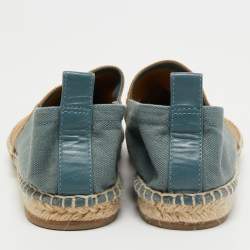 Hermes Beige/Blue Canvas Eusebio Espadrille Flats Size 41