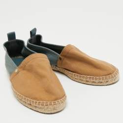 Hermes Beige/Blue Canvas Eusebio Espadrille Flats Size 41