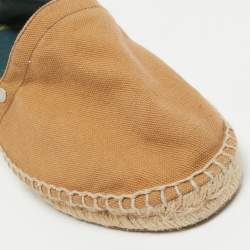 Hermes Beige/Blue Canvas Eusebio Espadrille Flats Size 41
