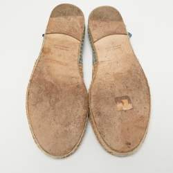 Hermes Beige/Blue Canvas Eusebio Espadrille Flats Size 41