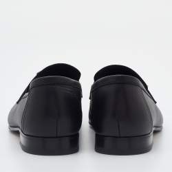 Pre Owned Hermes Black Leather Paris Slip On Loafers Size 45