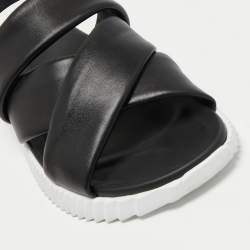 Pre Owned Hermes Black Leather Electric Sandals Size 41