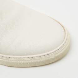 Hermes White/Brown Leather Kick Slip On Sneakers Size 42