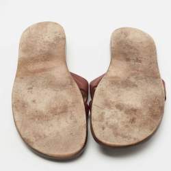 Hermes Burgundy Leather Izmir Slides Size 46.5