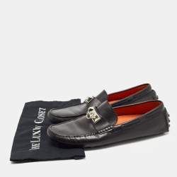 Hermes Black Leather Irving Loafers Size 41.5