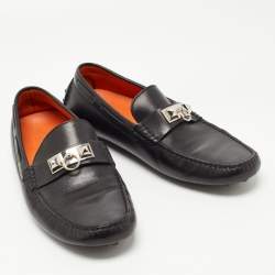 Hermes Black Leather Irving Loafers Size 41.5