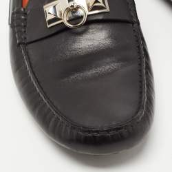 Hermes Black Leather Irving Loafers Size 41.5