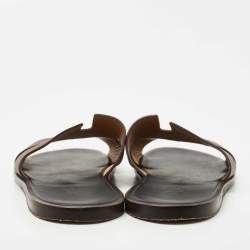 Hermes Burgundy Leather Oran Sandals Size 45