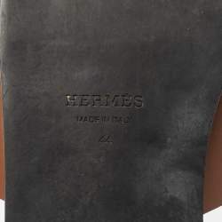 Hermes Brown Leather Izmir Flat Slide Size 44 