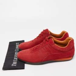 Hermes Red Suede Quick Low Top Sneakers Size 41