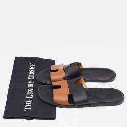 Hermes Black/Brown Leather Izmir Sandals Size 42