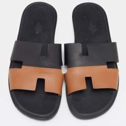 Hermes Black/Brown Leather Izmir Sandals Size 42