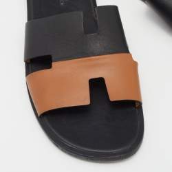 Hermes Black/Brown Leather Izmir Sandals Size 42