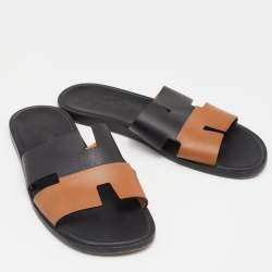 Hermes Black/Brown Leather Izmir Sandals Size 42