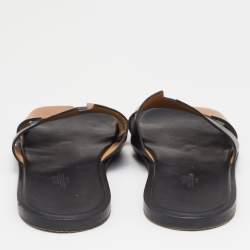 Hermes Black/Brown Leather Izmir Sandals Size 42