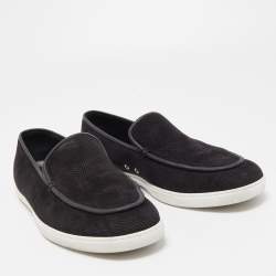 Hermes Black Perforated Suede Slip On Sneakers Size 43