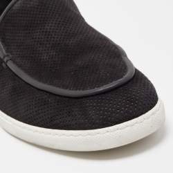 Hermes Black Perforated Suede Slip On Sneakers Size 43