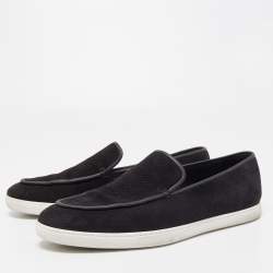 Hermes Black Perforated Suede Slip On Sneakers Size 43