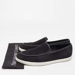 Hermes Black Perforated Suede Slip On Sneakers Size 43