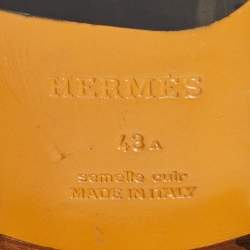 Pre Owned Hermes Black Leather Paris Slip On Loafers Size 43