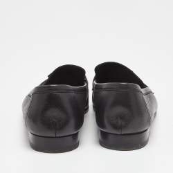 Pre Owned Hermes Black Leather Paris Slip On Loafers Size 43