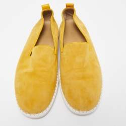 Hermes Yellow Suede Slip On Sneakers Size 43.5