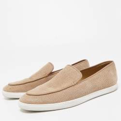 Hermes Brown Perforated Suede Cap Sneakers Size 43