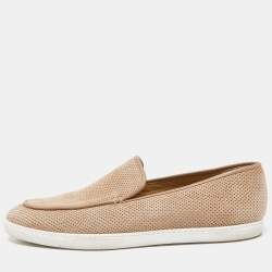 Hermes Brown Perforated Suede Cap Sneakers Size 43