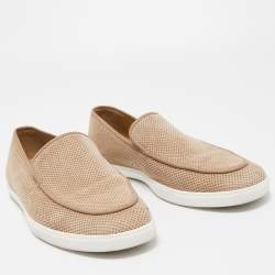 Hermes Brown Perforated Suede Cap Sneakers Size 43