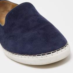 Hermes Navy Blue Suede Slip On Sneakers Size 43.5