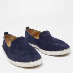 Hermes Navy Blue Suede Slip On Sneakers Size 43.5