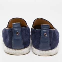 Hermes Navy Blue Suede Slip On Sneakers Size 43.5