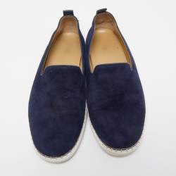 Hermes Navy Blue Suede Slip On Sneakers Size 43.5