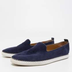 Hermes Navy Blue Suede Slip On Sneakers Size 43.5