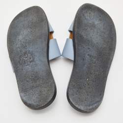 Hermes Blue Leather Izmir Flat Sandals Size 42