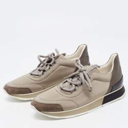 Hermes Tri Color Leather, Neoprene and Suede Buster Sneakers Size 39.5