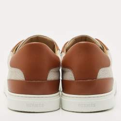 Hermes Brown Canvas and Leather Day Sneakers Size 45