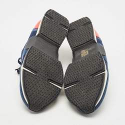 Hermes Navy Blue/Black Suede and Mesh Low Top Sneakers Size 43