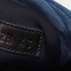 Hermes Navy Blue/Black Suede and Mesh Low Top Sneakers Size 43