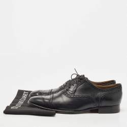 Hermes Black Brogue Leather Lace Up Oxfords Size 40