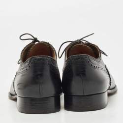 Hermes Black Brogue Leather Lace Up Oxfords Size 40