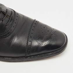 Hermes Black Brogue Leather Lace Up Oxfords Size 40