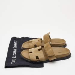 Hermes Olive Green Suede Chypre Sandals Size 39