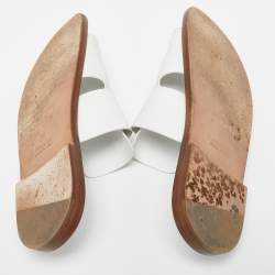Hermes White Leather Arles Slides Size 43