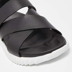 Pre Owned Hermes Black Leather Electric Sandals Size 45