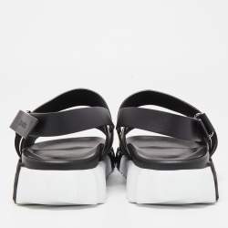 Pre Owned Hermes Black Leather Electric Sandals Size 45