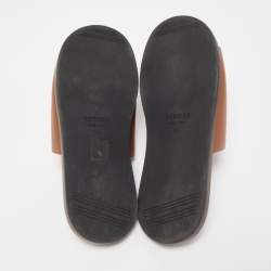 Hermes Brown Leather Flat Slides Size 43