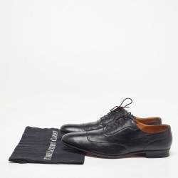 Hermes Black Leather Lace Up Oxfords Size 45