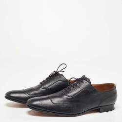 Hermes Black Leather Lace Up Oxfords Size 45